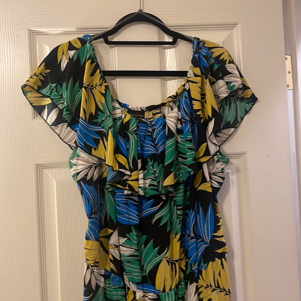 Floral lightweight, off the shoulder optional dress.